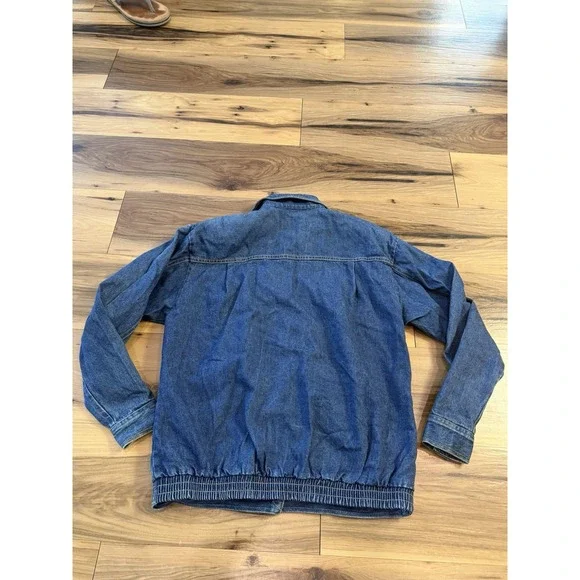 Vintage 80s Denim Jacket Rope Trim Gold Buttons Oversized Western - Picture 6 of 12